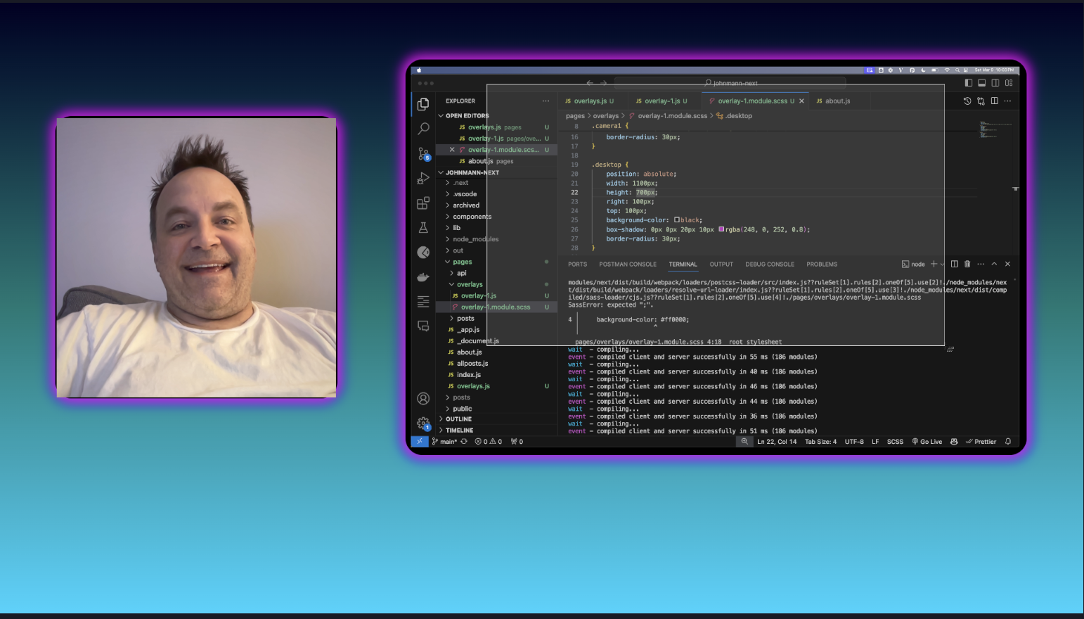 Preview of a camera and screen browser overlay layout